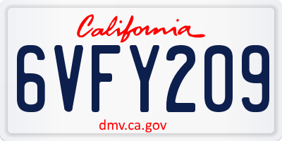 CA license plate 6VFY209