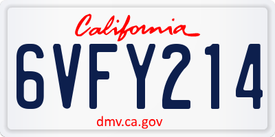 CA license plate 6VFY214