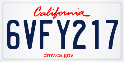 CA license plate 6VFY217