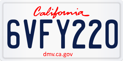 CA license plate 6VFY220