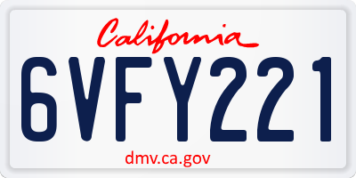 CA license plate 6VFY221