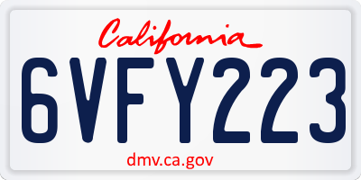 CA license plate 6VFY223