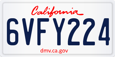 CA license plate 6VFY224
