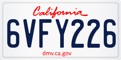 CA license plate 6VFY226