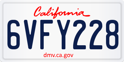 CA license plate 6VFY228