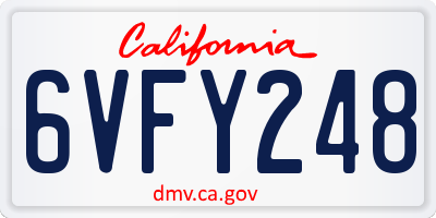 CA license plate 6VFY248