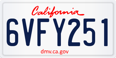 CA license plate 6VFY251