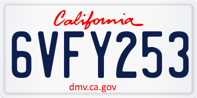 CA license plate 6VFY253