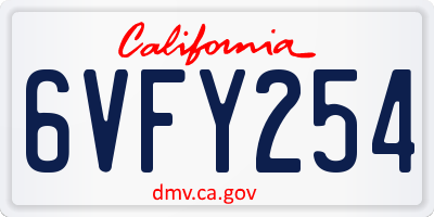 CA license plate 6VFY254