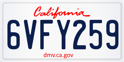 CA license plate 6VFY259