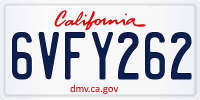 CA license plate 6VFY262
