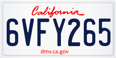 CA license plate 6VFY265