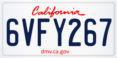CA license plate 6VFY267