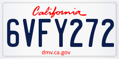 CA license plate 6VFY272