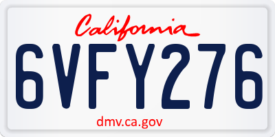 CA license plate 6VFY276
