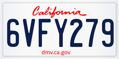 CA license plate 6VFY279