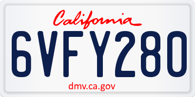 CA license plate 6VFY280