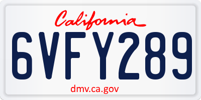CA license plate 6VFY289