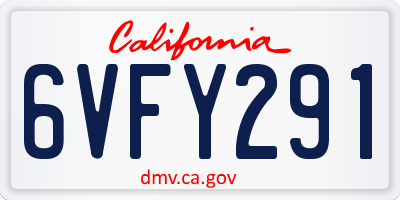CA license plate 6VFY291
