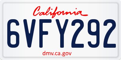 CA license plate 6VFY292