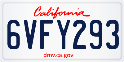 CA license plate 6VFY293