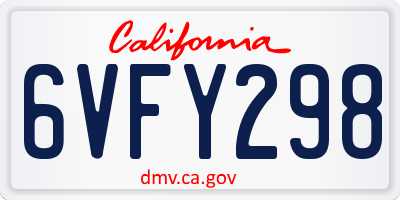 CA license plate 6VFY298