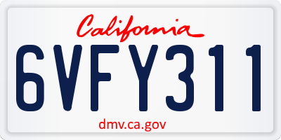 CA license plate 6VFY311