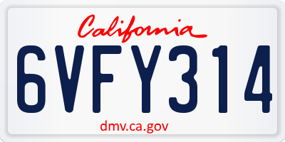 CA license plate 6VFY314
