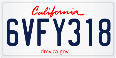 CA license plate 6VFY318
