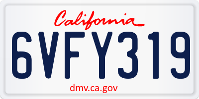 CA license plate 6VFY319