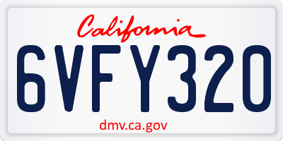 CA license plate 6VFY320