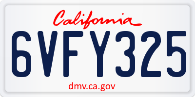 CA license plate 6VFY325