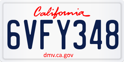 CA license plate 6VFY348