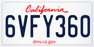 CA license plate 6VFY360