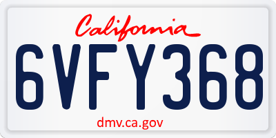 CA license plate 6VFY368