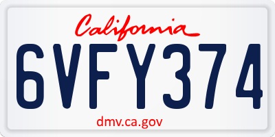 CA license plate 6VFY374