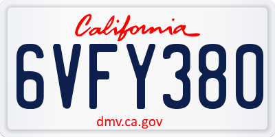 CA license plate 6VFY380