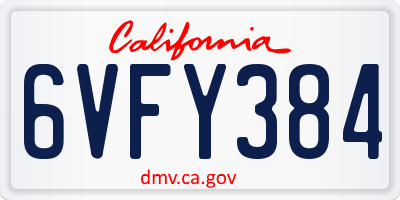 CA license plate 6VFY384