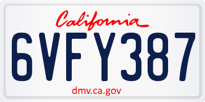 CA license plate 6VFY387