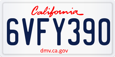 CA license plate 6VFY390