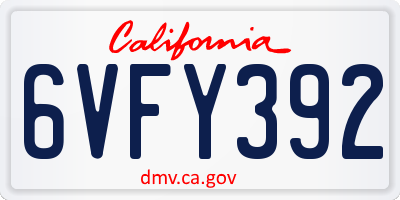 CA license plate 6VFY392