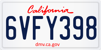 CA license plate 6VFY398