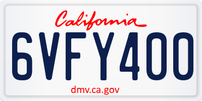 CA license plate 6VFY400