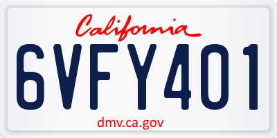 CA license plate 6VFY401