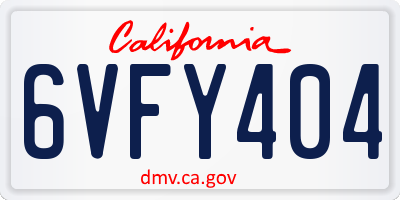 CA license plate 6VFY404