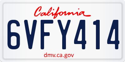 CA license plate 6VFY414