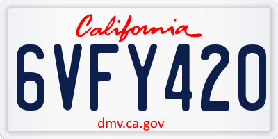 CA license plate 6VFY420
