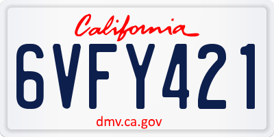 CA license plate 6VFY421