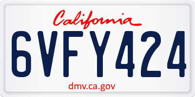 CA license plate 6VFY424