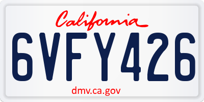 CA license plate 6VFY426